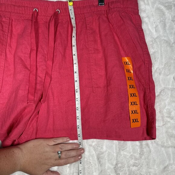 Nautica Linen Viscose Pull On Casual Shorts Pink Drawstring Pockets ~ Size XXL - Picture 9 of 12